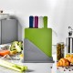 Fast Selling 4-Piece Smart Kitchen Gadgets Index Plastic Chopping Cutting Board Set with Storage Stand and Food Icons