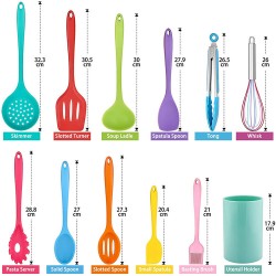 Wholesale Eco Friendly Food Grade 12 Piece Colorful Silicone Kitchen Cooking Tools Utensils Sets with Holder