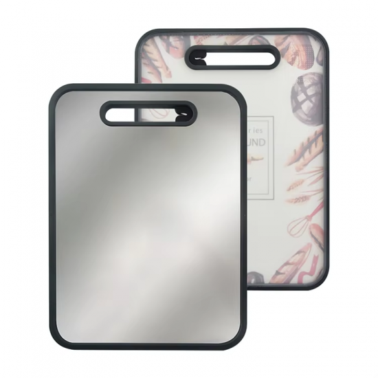 Durable Multifunctional Double Sided Cutting Board Stainless Steel & Pattern Plastic Kitchen Chopping Blocks for Home Food Use