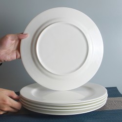 Fine Bone China Round Dinner Plate Crockery White Ceramic Charger Plates for Wedding Full Hotel Dish Plate Set Customizable Logo