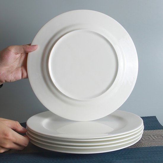 Fine Bone China Round Dinner Plate Crockery White Ceramic Charger Plates for Wedding Full Hotel Dish Plate Set Customizable Logo