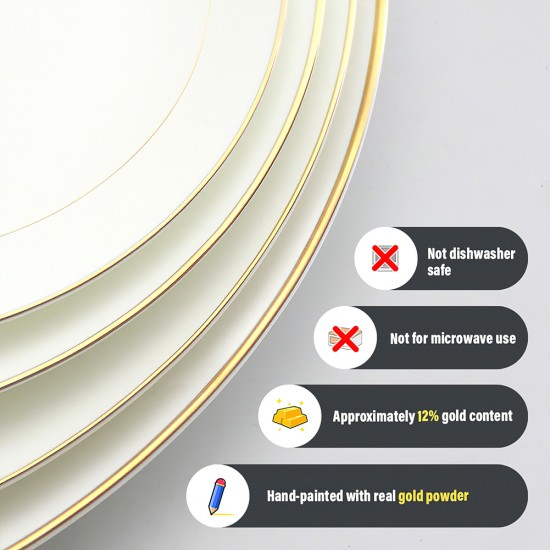 Wholesale Double Gold Rimmed Dinner Charger Plates for Wedding Decoration Fine Bone China Dinnerware Set