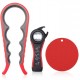 Anti slip Multi Functional 3 Pieces Combination Plastic Rubber Can Opener Large Jar Lid Opener Set with Gripper Pad Lid