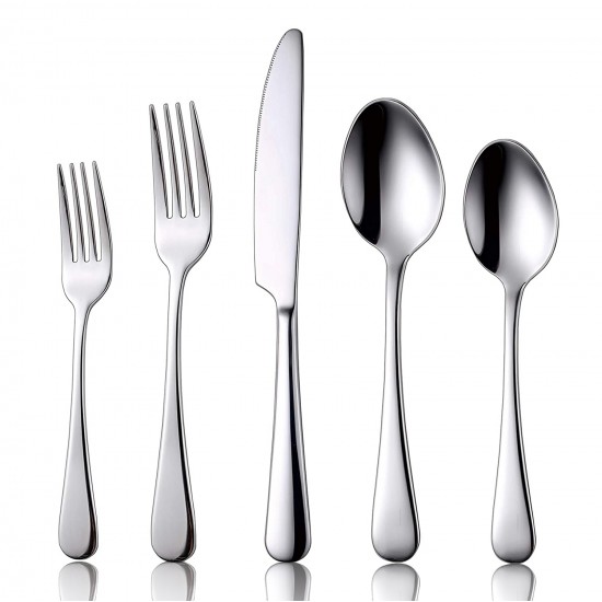 High Quality Stainless Steel Flat Silverware Metal Knife  Fork and Spoon Wedding Cutlery Set