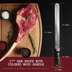 Custom Sharp Metal Brisket Cutting Knives Stainless Steel BBQ Steak Ham Slicing Knife