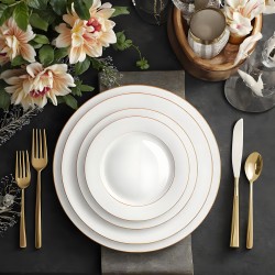 Gold Rim Bone China Dinner Set White Charger Plates for Wedding Decoration Assiette En Porcelaine