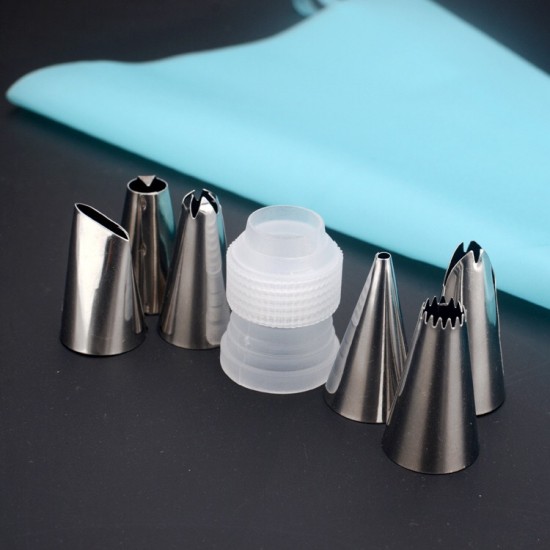 Recycle Icing Piping Bags and Tips Set with 6 Stainless Steel  Nozzles Cake Decorating Cupcake Pastry Tips Essential Cake Tools
