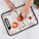 Durable Multifunctional Double Sided Cutting Board Stainless Steel & Pattern Plastic Kitchen Chopping Blocks for Home Food Use