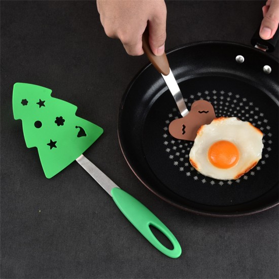 Christmas Gift Nylon Cooking Utensil Set of 3 Piece Cute Snowman Tree Gingerman Shape Non Stick Kitchen Pancake Spatula Turner
