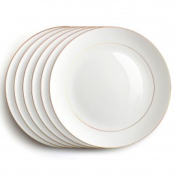 Wholesale Double Gold Rimmed Dinner Charger Plates for Wedding Decoration Fine Bone China Dinnerware Set