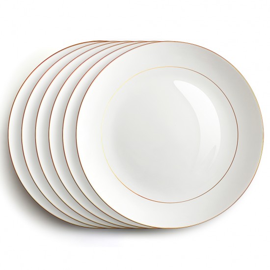 Wholesale Double Gold Rimmed Dinner Charger Plates for Wedding Decoration Fine Bone China Dinnerware Set