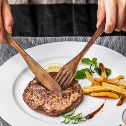 Reusable Fork Knife and Spoon Set for Travel Camping Natural Wooden Kids Cutlery Flatware Sets