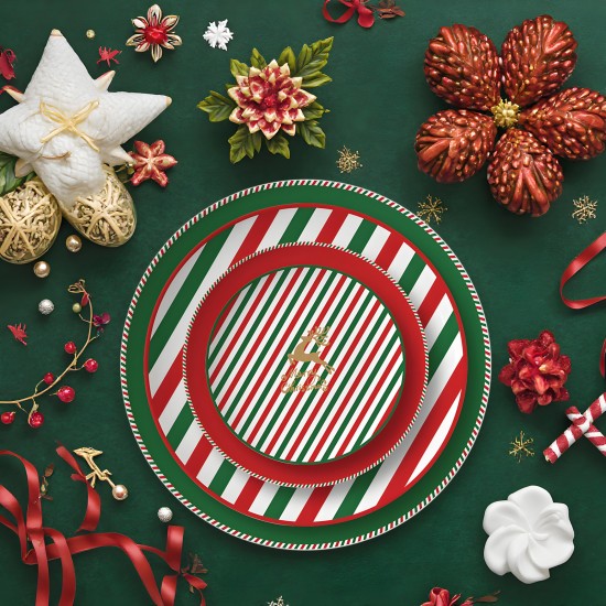 Wholesale Christmas Eve Green Charger Plates Bone China Xmas Serving Dishes Christmas Cookie Plate and Cup with Deer Design