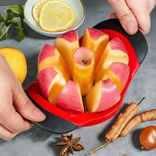 Extra Sharp 8 Blades Manual Stainless Steel Apple Cutter Easy Grip Handle Lightweight Fruti Corer High Quality Metal Material