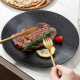 Wholesale Japanese Ceramic Striped Plates 10 Inch Matte Black Dinner Plates for Steak and Pasta