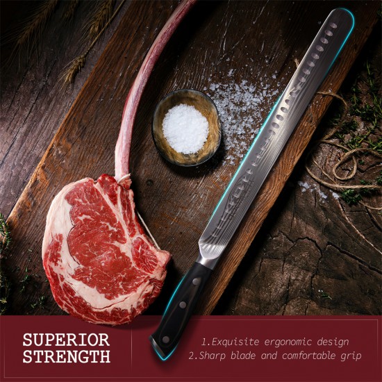 Custom Sharp Metal Brisket Cutting Knives Stainless Steel BBQ Steak Ham Slicing Knife