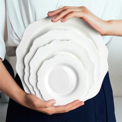 Luxury Scalloped Sunflower Dishes Plate Set Irregular Wedding Table Decorative Charger Plates with Gold Rim