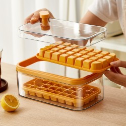 One-Click Household Storage Ice Cube Maker Plastic Ice Tray and Box for Refrigerator Ice Cream Tool