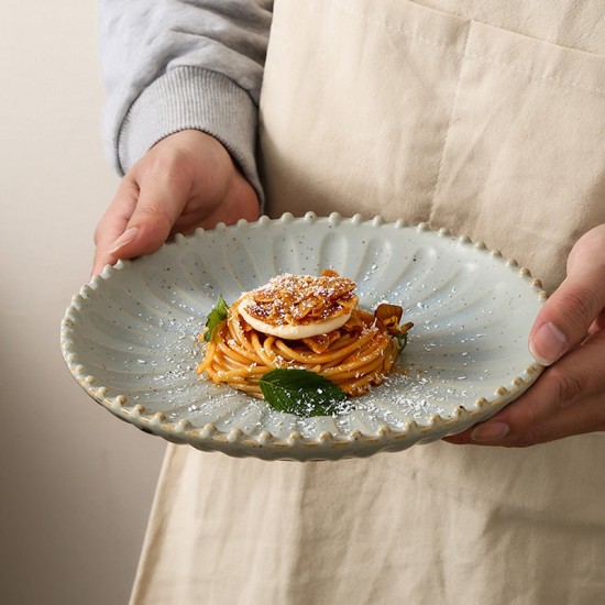 Wholesale Ceramic Bowls and Plates Dinner Set Reactive Glaze Retro Dinnerware for Restaurant