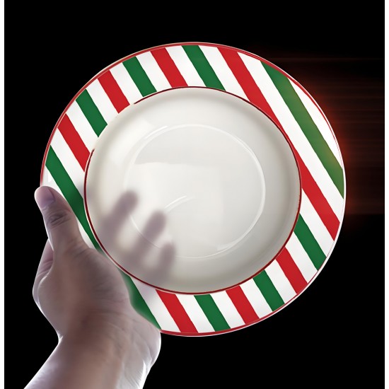 Wholesale Christmas Eve Green Charger Plates Bone China Xmas Serving Dishes Christmas Cookie Plate and Cup with Deer Design