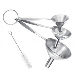 3 in 1 Metal Small Funnels for Filling Bottles Stainless Steel  Kitchen Funnel Set for Transferring Essential Oils Liquid