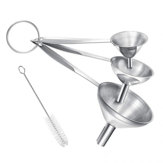 3 in 1 Metal Small Funnels for Filling Bottles Stainless Steel  Kitchen Funnel Set for Transferring Essential Oils Liquid