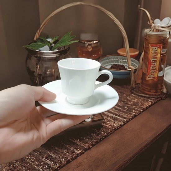 White Bone China Demitasse Cups and Saucers Set 3oz Espresso Shot Cup Ceramic Small Coffee Mugs