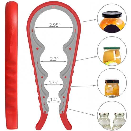 4-in-1 Non-Slip Can Lid Opener Tool Multi-Function Plastic Jar and Bottle Opener Helping Hand for Seniors with Arthritis