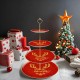 Wholesale Christmas Reindeer Dinner Set Bone China Xmas Red Plates Dinnerware with Gold Rim Vajilla De Navidad