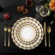 Wholesale Chinaware Plates Sets Dinnerware with Luxury Black and Gold Rim Fine Bone China Nordic Wedding Tableware