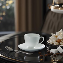 Factory Custom Small Tea Cups for Espresso 42% Bone China Coffee Cup and Saucer Sets for High-end Hotel Cafe