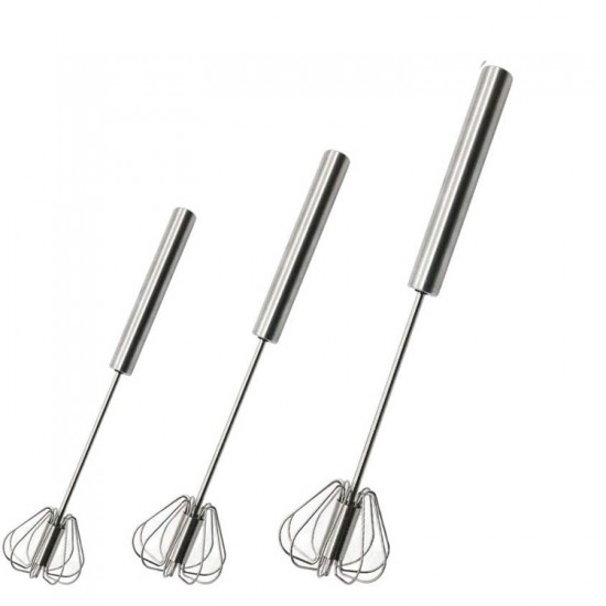 Semi Automatic 3pcs Stainless Steel Hand Push Rotary Egg Whisk Mixer Stirrer for Blending