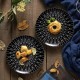 Creative Underglaze Ceramics Coupe Plate Italian Style Black and White Dinner Plates for Hotel Wedding