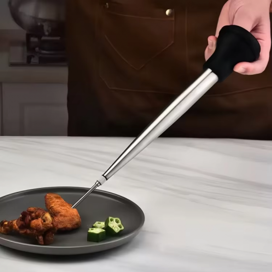 Premium Kitchen Meat Poultry Tools Stainless Steel Silicone Bulb Turkey Baster Set with Brush and 2 Marinade Injector Needles