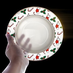 Bone China Christmas Holiday Dishes Dinnerware Set Complete Father Christmas Tableware Xmas Dining Ware Plates Set