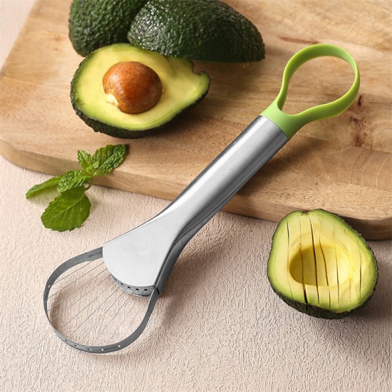Stainless Steel Fruit and Vegetable Tool Multi Functional 3 in 1 Avocado Core Pit Remover Cutter Slicer