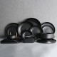 Wholesale Black Glazed Dinner Plates Sets Dinnerware Matte Black Round Square Tableware Assiettes En Porcelaine En Gros