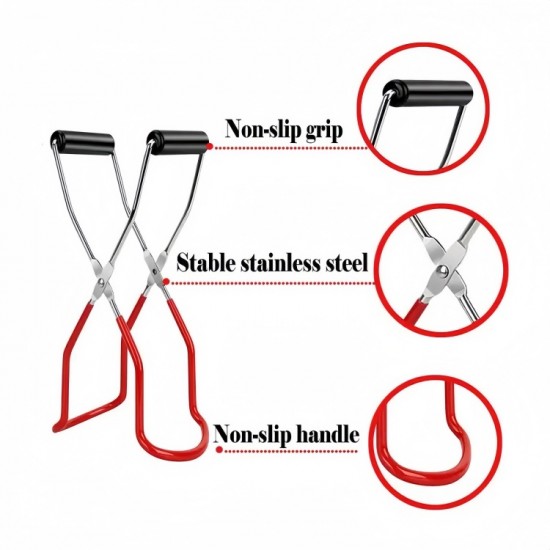 Home Premium One Handed Can Opener and Canning Tongs Metal Jar Lifter Kit for Canning