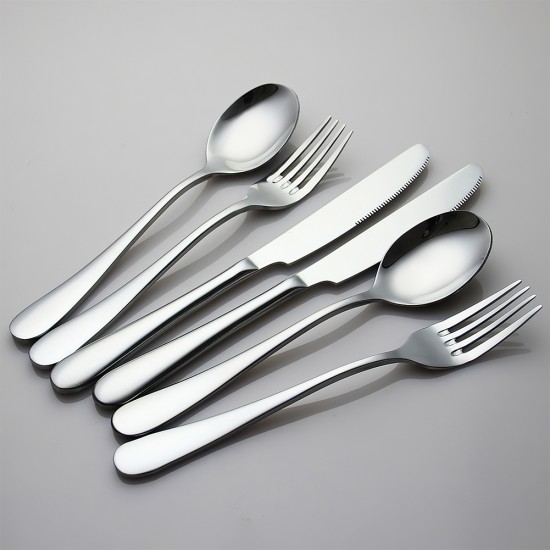 High Quality Stainless Steel Flat Silverware Metal Knife  Fork and Spoon Wedding Cutlery Set