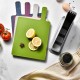Fast Selling 4-Piece Smart Kitchen Gadgets Index Plastic Chopping Cutting Board Set with Storage Stand and Food Icons