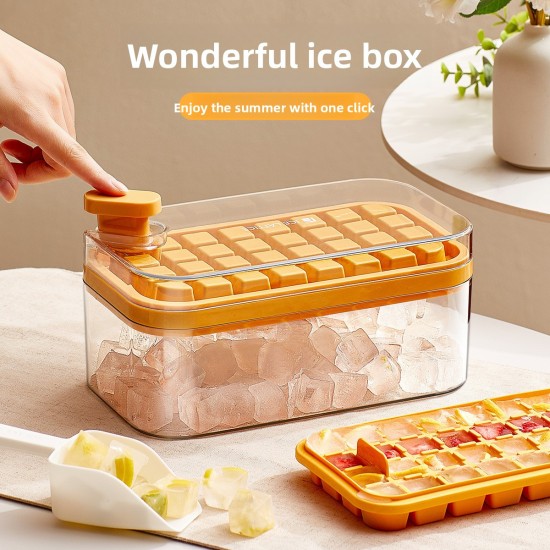 One-Click Household Storage Ice Cube Maker Plastic Ice Tray and Box for Refrigerator Ice Cream Tool