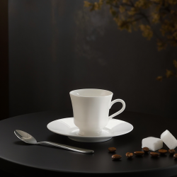 White Bone China Demitasse Cups and Saucers Set 3oz Espresso Shot Cup Ceramic Small Coffee Mugs