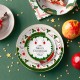 Customizable Christmas Holiday Plates Bone China Xmas Tree Plate Santa Claus New Years Eve Party Plates with Gold Rim