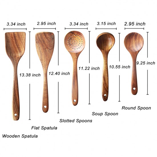 Wholesale Wooden Kitchen Utensils and Appliances Sets Long Handle Spatula Spoon Cooking Utensils