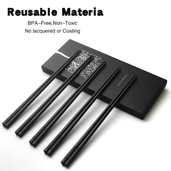 High Quality Black Fiberglass Chopsticks Reusable Asian Sushi Chop Sticks for Food