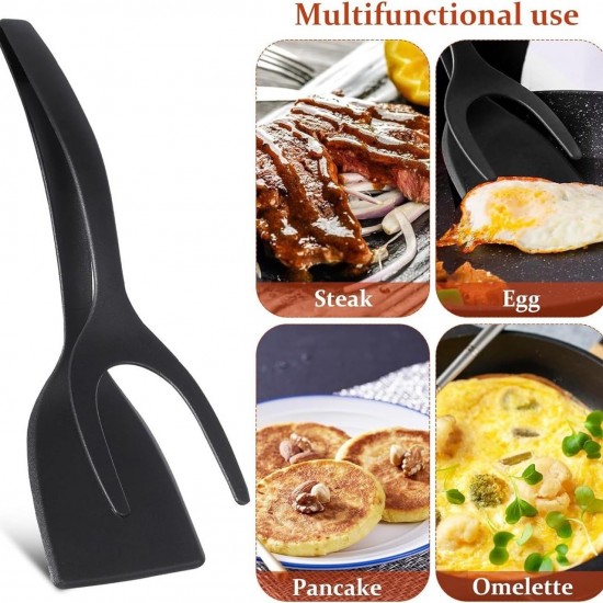 Kitchen Use Egg Flipper Steak Turner Nylon 2 in 1 Grip and Flip Spatula Tongs
