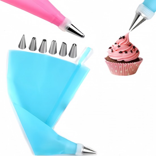 Recycle Icing Piping Bags and Tips Set with 6 Stainless Steel  Nozzles Cake Decorating Cupcake Pastry Tips Essential Cake Tools