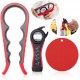 Anti slip Multi Functional 3 Pieces Combination Plastic Rubber Can Opener Large Jar Lid Opener Set with Gripper Pad Lid