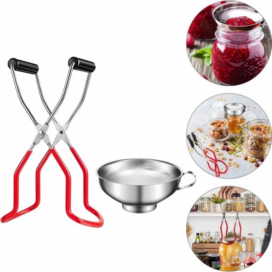 Home Premium One Handed Can Opener and Canning Tongs Metal Jar Lifter Kit for Canning