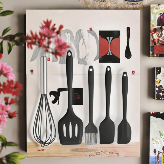 Hot Selling Luxury 5pcs Heat-Resistant Silicone Kitchen Utensils New Home and Kitchen Accessories Cooking Spatula Set